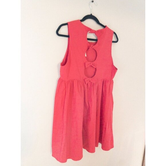 Anthropologie Maeve Sleeveless High-Neck Back-Bow Mini Dress In medium pink - Picture 4 of 10